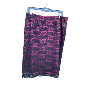 NY Collection Whimigoth Y2K Fairy Corp Goth Lace Overlay Skirt Black Pink  Sz 12